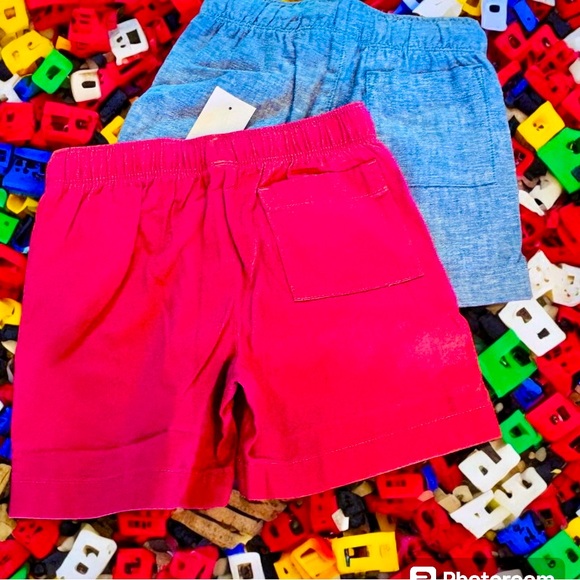 J Crew Little Boy “Crewcuts”  Shorts New W/ Tags 4T  2 Pair Red & Denim - Picture 2 of 4